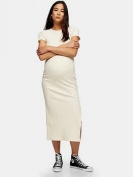 Topshop Maternity Wide Belt Rib Column Dress - Cream