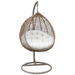 Charles Bentley Hanging Swing Chair Seat - Brown and Cream