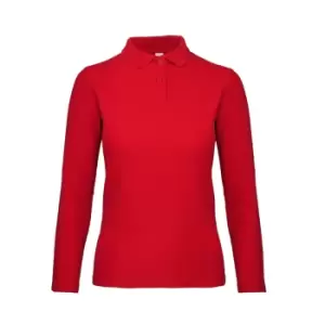 B&C ID.001 Womens/Ladies Long Sleeve Polo (L) (Crimson)