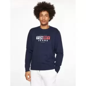 Entry Flag Cotton Sweatshirt with Logo Print and Crew Neck