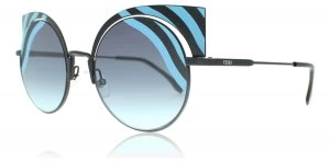 Fendi FF0215S Sunglasses Matte Turquoise Black 0LB 53mm