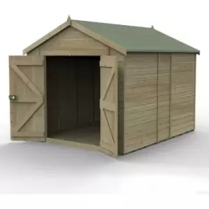 10' x 8' Forest Timberdale 25yr Guarantee Tongue & Groove Pressure Treated Windowless Double Door Apex Shed (3.06m x 2.52m) - Natural Timber