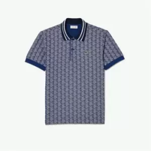 Lacoste All Over Print Polo Shirt - Blue