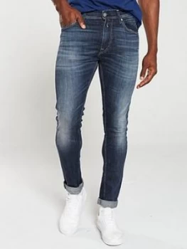 Replay Jondrill Skinny Fit Jeans - Dark Blue, Size 38, Inside Leg Regular, Men