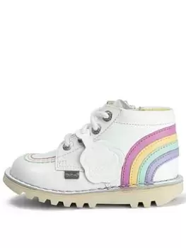 Kickers Kick Hi Rainbow Boot, White, Size 5 Younger