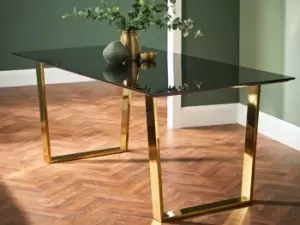 LPD Antibes 180cm Black and Gold Dining Table Flat Packed