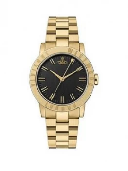 Vivienne Westwood Vivienne Westwood Warwick Gold Coloured Black Dial Bracelet Watch