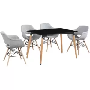 Olivia Halo Dining Set Includes a Black Dining Table & Light Grey Chairs Set of 4 - Light Grey