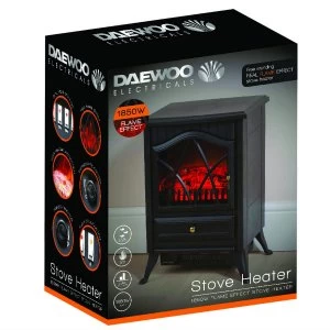 Daewoo 1850W Small Stove Effect Heater - Black