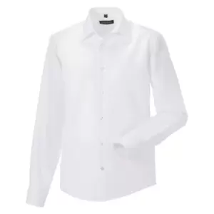 Russell Collection Mens Long Sleeve Tailored Ultimate Non-Iron Shirt (15inch) (White)