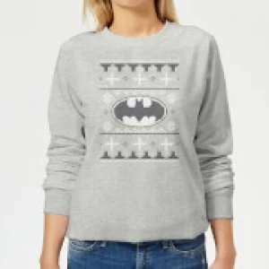 DC Batman Knit Womens Christmas Sweatshirt - Grey - M