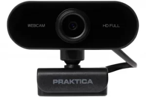 PRAKTICA Webcam Full HD Auto Focus USB-A Built in Microphone and Tripod Mount