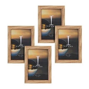 4" x 6" - iFrame Set of 4 Photo Frames Oak Finish