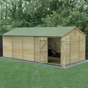 20' x 10' Forest Beckwood 25yr Guarantee Shiplap Windowless Double Door Reverse Apex Wooden Shed - Natural Timber