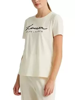 Lauren by Ralph Lauren Katlin Short Sleeve T-Shirt, Cream Size M Women