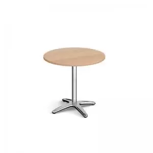Roma circular dining table with 4 leg chrome base 800mm - beech