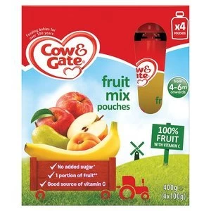 Cow and Gate Fruit Cocktail Pouch Multi-pack 4 Months+ 4x 100G