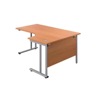 1800 X 1200 Twin Upright Right Hand Radial Desk Beech-Silver