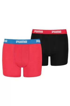 PUMA Basic Boys Boxers 2 Pack, Red/Black, size 11/12, Clothing