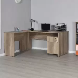 FWStyle Warm Oak L-shaped large corner home office desk. Build it left or right handed. - Warm Oak