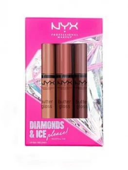 Nyx Professional Makeup Diamonds & Ice Please Butter Gloss Lip Gloss Trio Brown Nudes 02