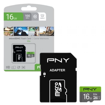 PNY microSDXC Elite 16GB MicroSDXC Card with SD Adapter UHS-I Class 10