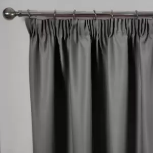 Dreamscene Pair Of Pencil Pleat Blackout Curtains Thermal Ready Made Pencil Pleat - Charcoal Grey 46" X 54"
