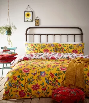 Furn. Pomelo Yellow Reversible Duvet Cover and Pillowcase Set Yellow