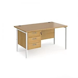 Dams International Maestro 25 Rectangular Home Desk with 3 Drawer Pedestal Wood Walnut, White 1400 x 725 x 800 mm