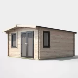 Power 16' x 12' Chalet Log Cabin - Right Side Double Door