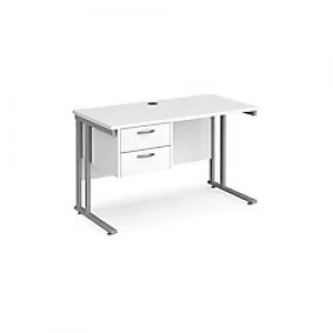 Maestro 25 Cantilever Desk with 2 Drawer Pedestal and Depth of 600 mm Oak
