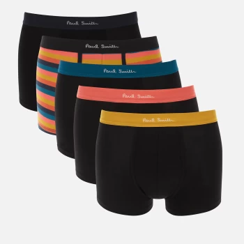 Paul Smith Mens 5-Pack Stripe and Plain Boxer Briefs - Black/Multi - M