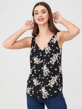 Oasis Dandelion Floral Vest - Multi/Black, Multi Black, Size 6, Women