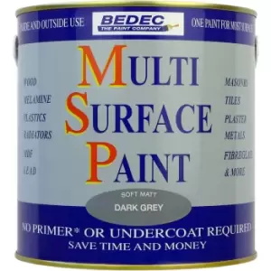 Bedec Multi Surface Paint Matt Dark 2.5L in Grey Plastic