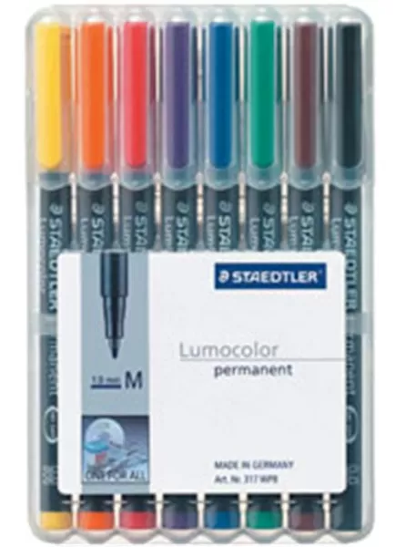 STAEDTLER Lumocolor Lumocolor, Liquid Ink Technology, Permanent Marker, Fibre Tip, 1 mm, Assorted Ink Colour