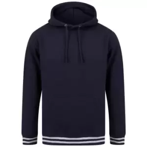 Front Row Unisex Adults Striped Cuff Hoodie (S) (Navy/Heather Grey)