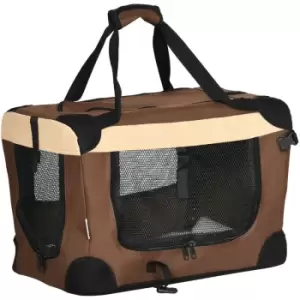 Pawhut - 51cm Foldable Pet Carrier w/ Cushion for Mini Dogs and Cats - Brown