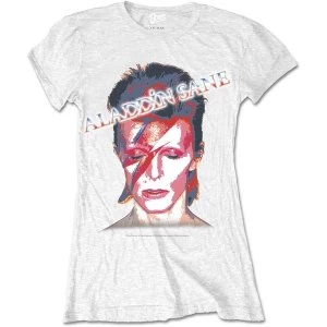 David Bowie - Aladdin Sane Womens X-Large T-Shirt - White