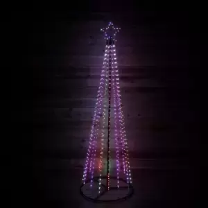 Premier Decorations Ltd - 8ft (2.5m) Premier Christmas Outdoor Black Pin Wire LED Pyramid Maypole Tree in Rainbow