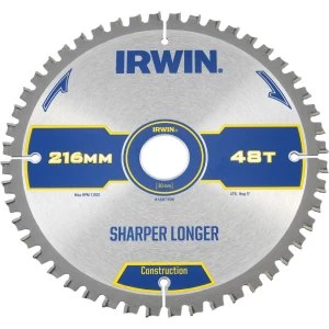 Irwin ATB Ultra Construction Circular Saw Blade 216mm 48T 30mm