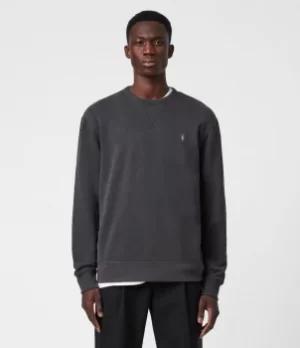 AllSaints Mens Crew Sweatshirt, Ollie, Washed Black, Size: L