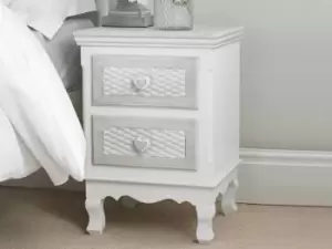 LPD Brittany Grey and White 2 Drawer Bedside Cabinet Assembled