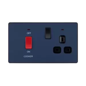 BG Evolve Matt Blue Cooker Control Socket Double Pole Switch With LED Power Indicators - PCDDB70B