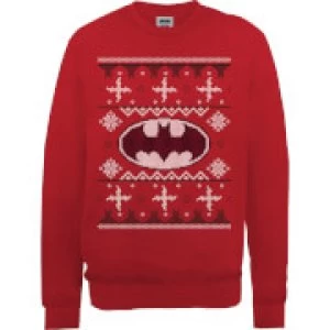 DC Batman Christmas Knit Logo Red Christmas Sweatshirt - XL - Red