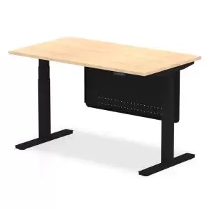 Air 1400 x 800mm Height Adjustable Desk Maple Top Black Leg With Black
