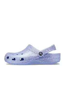 Crocs Classic Crocs Platform Glitter Slide Wedge - Moon Jelly, Purple, Size 6, Women