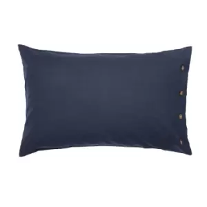 William Morris Linen Cotton Plain Dye Standard Pillowcase, Blue