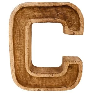 Letter C Hand Carved Wooden Embossed