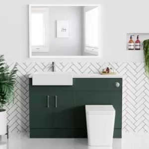 1200mm Green Toilet and Sink Unit with Marble Worktop and Chrome Fittings - Coniston