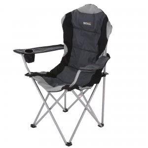 Kruza Padded Folding Camping Chair With Storage Bag Black Seal Grey